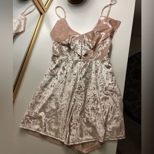 Urban outfitters blush velvet romper size xs